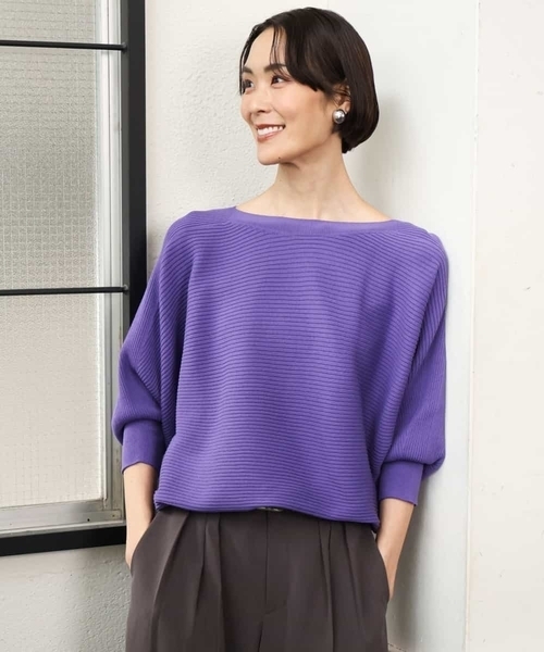 MICHEL KLEIN（ミッシェル・クラン）の「［定番人気］ホールガーメント(R)ドルマンスリーブニット（ニット/セーター・レディース・パープル/オレンジ/ブルー/ブラウン・38）」の19枚目の写真