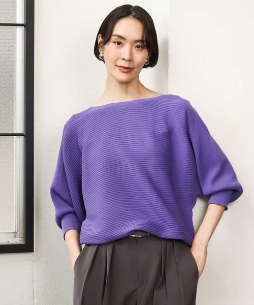 MICHEL KLEIN（ミッシェル・クラン）の「［定番人気］ホールガーメント(R)ドルマンスリーブニット（ニット/セーター・レディース・パープル/オレンジ/ブルー/ブラウン・38）」の20枚目の写真