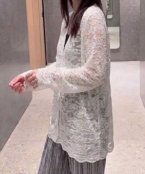 Pittok（ピットク）の「フラワーレースカーディガン（カーディガン/ボレロ・レディース・ホワイト・MEDIUM）」の8枚目の写真