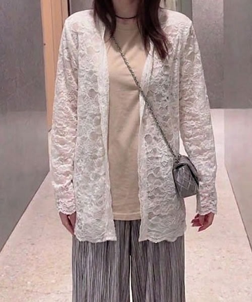 Pittok（ピットク）の「フラワーレースカーディガン（カーディガン/ボレロ・レディース・ホワイト・MEDIUM）」の7枚目の写真