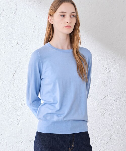 MACKINTOSH LONDON(マッキントッシュ ロンドン)の「【WEB・一部店舗限定】リアプレーンニットクルーネックプルオーバー(ニット/セーター・レディース・ブラウン系その他2/ブルー系その他2/グレー系その他/ブラック・38)」の4枚目の写真