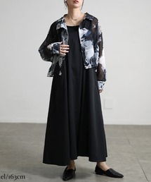 ニュアンス柄シアーシャツ&キャミワンピース2点セット【大きいサイズ対応】