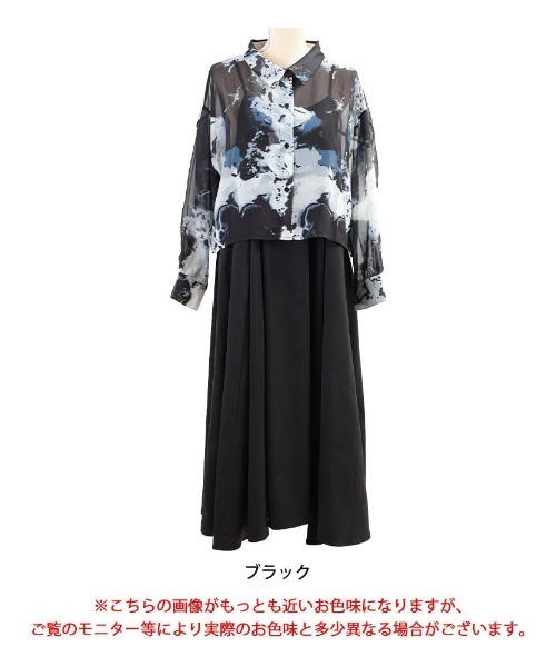 GOLDJAPAN(ゴールドジャパン)の「ニュアンス柄シアーシャツ&キャミワンピース2点セット【大きいサイズ対応】(ワンピース・レディース・ブラック・4L~5L/LL~3L)」の16枚目の写真