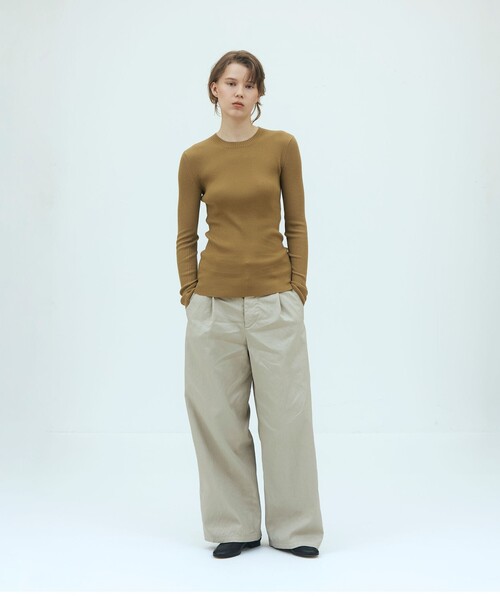 GALERIE VIE(ギャルリー ヴィー)の「ピースダイコットンギャバジン タックワイドパンツ(その他パンツ・レディース・チャコールグレー/ベージュ/カーキ・36/34/32)」の6枚目の写真