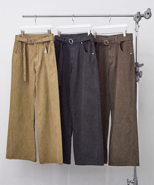 le cercle ADAM ET ROPE'(ルセルクルアダムエロペ)の「ベルト付きデニムワイドパンツ(その他パンツ・メンズ・ブラック/ダークブラウン/ベージュ・LL/M/L)」の3枚目の写真