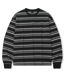 レイヤーストライプロングスリーブTシャツ ブラック