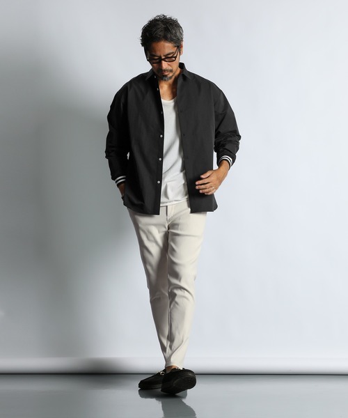 The DUFFER of ST.GEORGE(ザダファーオブセントジョージ)の「WATER REPELLENT SHORT COLLAR RIBBED SHIRT:撥水加工 ショートカラー リブ袖 長袖シャツ(シャツ/ブラウス・メンズ・ベージュ/カーキ/ブラック・MEDIUM/SMALL/LARGE/X-LARGE)」の5枚目の写真