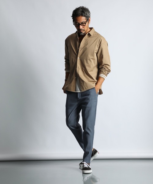The DUFFER of ST.GEORGE(ザダファーオブセントジョージ)の「WATER REPELLENT SHORT COLLAR RIBBED SHIRT:撥水加工 ショートカラー リブ袖 長袖シャツ(シャツ/ブラウス・メンズ・ベージュ/カーキ/ブラック・MEDIUM/SMALL/LARGE/X-LARGE)」の7枚目の写真