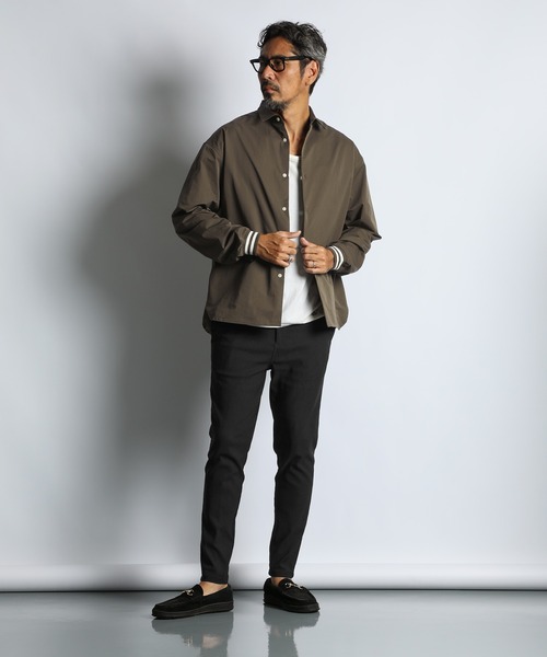 The DUFFER of ST.GEORGE(ザダファーオブセントジョージ)の「WATER REPELLENT SHORT COLLAR RIBBED SHIRT:撥水加工 ショートカラー リブ袖 長袖シャツ(シャツ/ブラウス・メンズ・ベージュ/カーキ/ブラック・MEDIUM/SMALL/LARGE/X-LARGE)」の9枚目の写真
