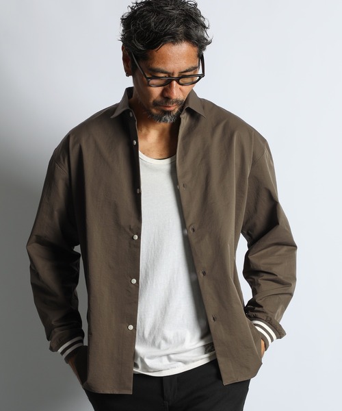 The DUFFER of ST.GEORGE(ザダファーオブセントジョージ)の「WATER REPELLENT SHORT COLLAR RIBBED SHIRT:撥水加工 ショートカラー リブ袖 長袖シャツ(シャツ/ブラウス・メンズ・ベージュ/カーキ/ブラック・MEDIUM/SMALL/LARGE/X-LARGE)」の8枚目の写真