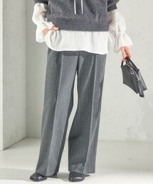 〈手洗い可能〉ウォーム サーモ ウールレット ストライプ パンツ