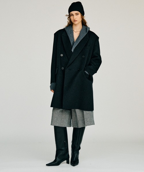 PRANK PROJECT（プランクプロジェクト）の「【2026Winter Pre-Order】カシミヤブレンドダブルブレストコート / Cashmere Blend Double-Breasted Coat（ピーコート・レディース・チャコールグレー・FREE）」の5枚目の写真