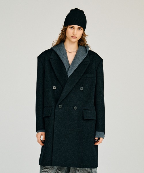 PRANK PROJECT（プランクプロジェクト）の「【2026Winter Pre-Order】カシミヤブレンドダブルブレストコート / Cashmere Blend Double-Breasted Coat（ピーコート・レディース・チャコールグレー・FREE）」の6枚目の写真