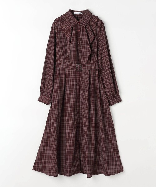 NICOLE CLUB(ニコル クラブ)の「ラッフルフリルチェックワンピース(ワンピース・レディース・ネイビー/レッド/ブラウン・M)」の8枚目の写真