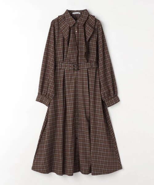 NICOLE CLUB(ニコル クラブ)の「ラッフルフリルチェックワンピース(ワンピース・レディース・ネイビー/レッド/ブラウン・M)」の9枚目の写真