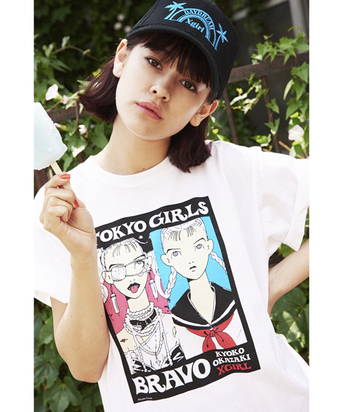 X Girl エックスガール の Mini掲載 X Girl X 岡崎京子 Tokyo Girls Bravo S S Big Tee Kyoko Okazaki 漫画家 コラボ Tシャツ 東京ガールズブラボー サカエ ヘルター スケルター コミック Comic ビッグサイズ メンズ Tシャツ カットソー Wear