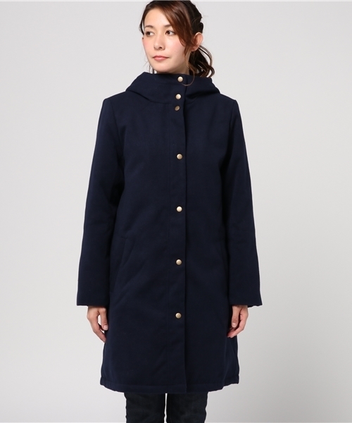 PUNYUS（プニュズ）の「フーデッドコート（ピーコート・レディース・ネイビー/ベージュ/ブラック・1/3/4/2）」の4枚目の写真