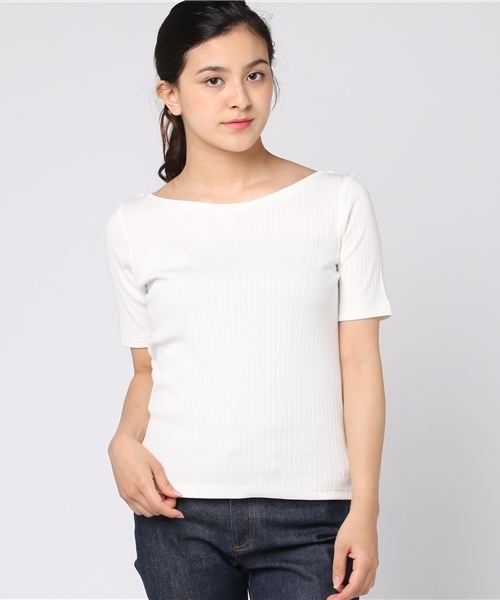 22 OCTOBRE（ヴァンドゥ－オクトーブル）の「[ウォッシャブル]リブカットソー【15000UNDER】（Tシャツ/カットソー・レディース・ナチュラル/ブラック/ホワイト・2/4）」の2枚目の写真