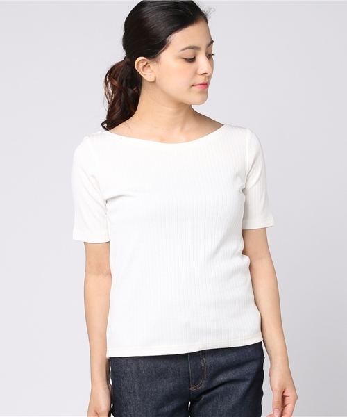 22 OCTOBRE（ヴァンドゥ－オクトーブル）の「[ウォッシャブル]リブカットソー【15000UNDER】（Tシャツ/カットソー・レディース・ナチュラル/ブラック/ホワイト・2/4）」の4枚目の写真