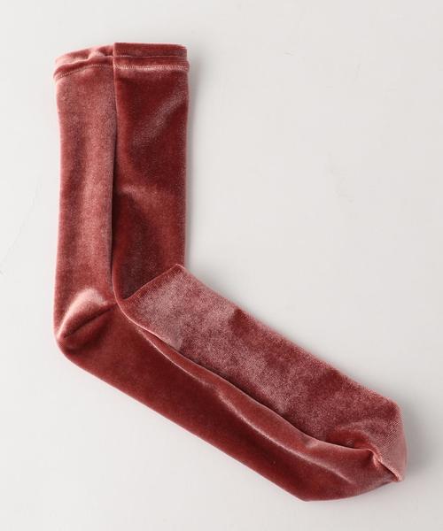 BEAUTY&YOUTH UNITED ARROWS(ビューティーアンドユースユナイテッドアローズ)の「BY ベルベットソックス ◆(ソックス/靴下・レディース・オフホワイト/ブラック/ピンク・FREE)」の3枚目の写真