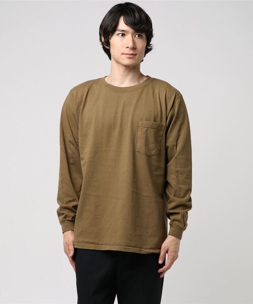 Goodwear(Since1983)（グッドウェア）の「GOODWEAR / グッドウェア　ロングスリーブポケットTEE / ロンT（Tシャツ/カットソー・メンズ・ホワイト/ブラック/グレー/オリーブ/ネイビー/ナチュラル/グレー系その他2/ブラック系その他2/ブラウン/パープル/ライトグレー/ライトブラウン/ベージュ/グリーン/グリーン系その他/イエロー/チャコールグレー/ダークブラウン・L/M/XL/LL）」の9枚目の写真