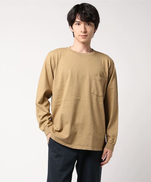 Goodwear(Since1983)（グッドウェア）の「GOODWEAR / グッドウェア　ロングスリーブポケットTEE / ロンT（Tシャツ/カットソー・メンズ・ホワイト/ブラック/グレー/オリーブ/ネイビー/ナチュラル/グレー系その他2/ブラック系その他2/ブラウン/パープル/ライトグレー/ライトブラウン/ベージュ/グリーン/グリーン系その他/イエロー/チャコールグレー/ダークブラウン・L/M/XL/LL）」の10枚目の写真