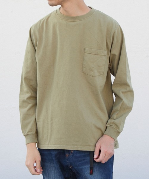 Goodwear(Since1983)（グッドウェア）の「GOODWEAR / グッドウェア　ロングスリーブポケットTEE / ロンT（Tシャツ/カットソー・メンズ・ホワイト/ブラック/グレー/オリーブ/ネイビー/ナチュラル/グレー系その他2/ブラック系その他2/ブラウン/パープル/ライトグレー/ライトブラウン/ベージュ/グリーン/グリーン系その他/イエロー/チャコールグレー/ダークブラウン・L/M/XL/LL）」の14枚目の写真