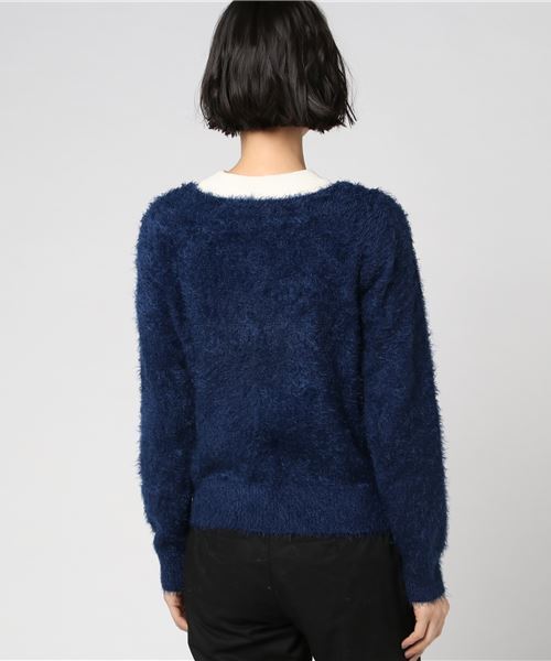 KOBE LETTUCE（コウベレタス）の「着回し力あがるフェミニンアイテム！前後着られる2WAY！パールボタンシャギーニットトップスカーディガン/レディースセーター[C2957]神戸レタス（カーディガン/ボレロ・レディース・ベージュ/ネイビー/グレー/ピンク系その他・FREE）」の7枚目の写真