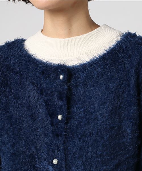 KOBE LETTUCE（コウベレタス）の「着回し力あがるフェミニンアイテム！前後着られる2WAY！パールボタンシャギーニットトップスカーディガン/レディースセーター[C2957]神戸レタス（カーディガン/ボレロ・レディース・ベージュ/ネイビー/グレー/ピンク系その他・FREE）」の8枚目の写真