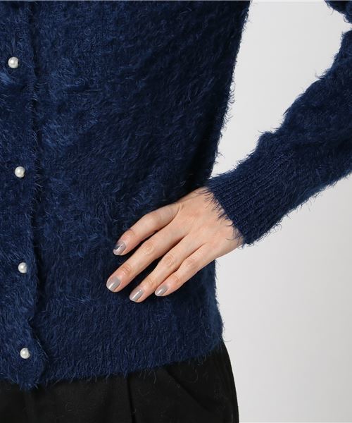 KOBE LETTUCE（コウベレタス）の「着回し力あがるフェミニンアイテム！前後着られる2WAY！パールボタンシャギーニットトップスカーディガン/レディースセーター[C2957]神戸レタス（カーディガン/ボレロ・レディース・ベージュ/ネイビー/グレー/ピンク系その他・FREE）」の9枚目の写真