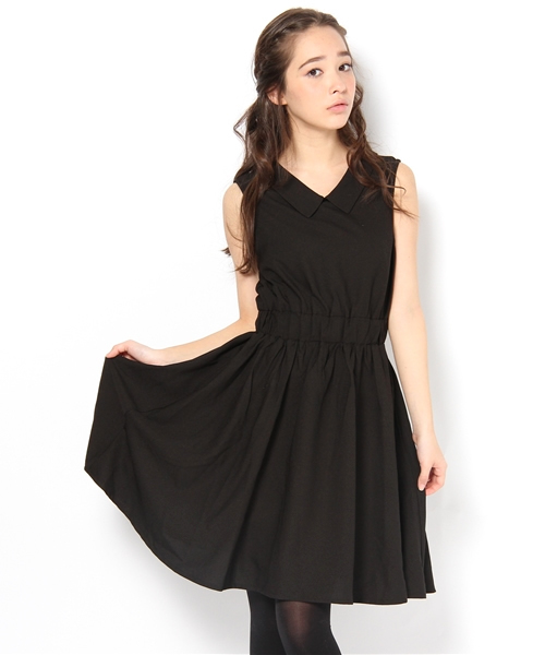 Kastane（カスタネ）の「衿付バックシャンOP（ワンピース・レディース・グリーン/ピンク/ダークブルー/ブラック・FREE）」の2枚目の写真