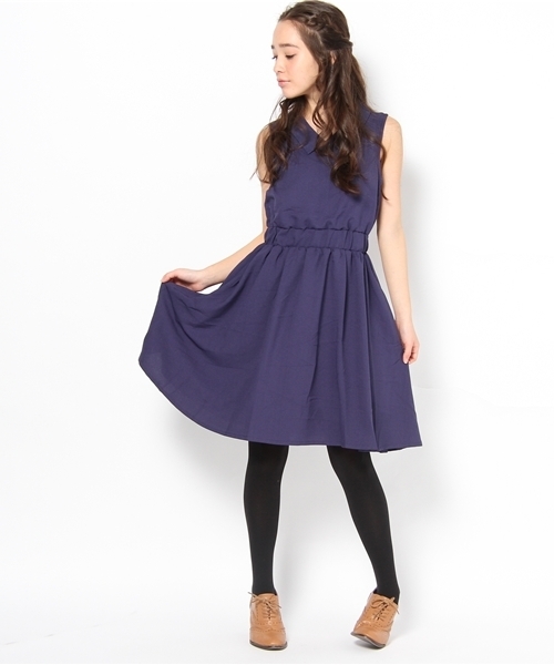 Kastane（カスタネ）の「衿付バックシャンOP（ワンピース・レディース・グリーン/ピンク/ダークブルー/ブラック・FREE）」の7枚目の写真