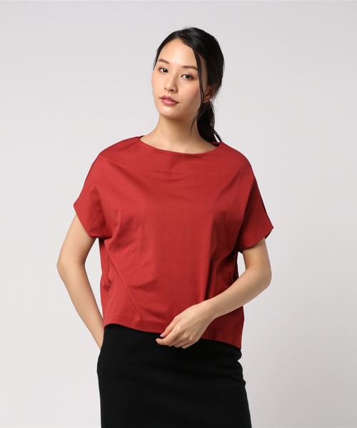 SHIPS（シップス）の「ワイドボーダーボトルネック◇（Tシャツ/カットソー・レディース・ベージュ/ネイビー/ダークブルー/レッド/コバルトブルー/ワインレッド・ONE SIZE）」の2枚目の写真