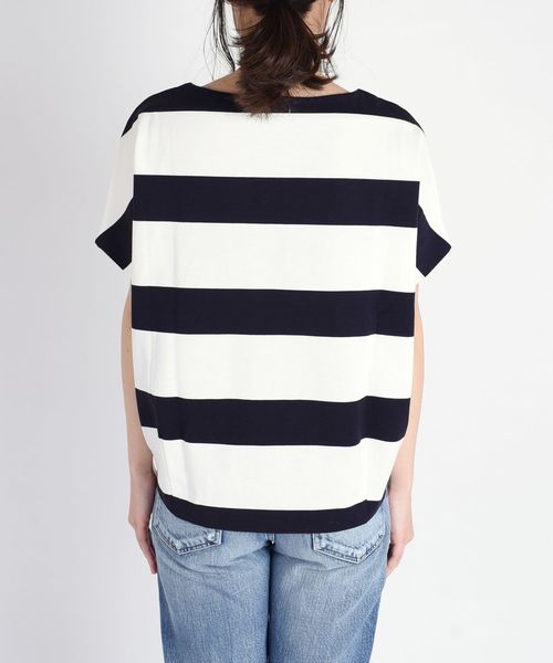 SHIPS（シップス）の「ワイドボーダーボトルネック◇（Tシャツ/カットソー・レディース・ベージュ/ネイビー/ダークブルー/レッド/コバルトブルー/ワインレッド・ONE SIZE）」の11枚目の写真