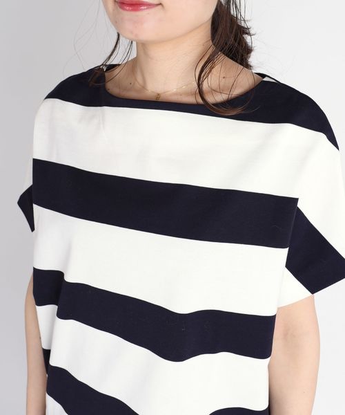 SHIPS（シップス）の「ワイドボーダーボトルネック◇（Tシャツ/カットソー・レディース・ベージュ/ネイビー/ダークブルー/レッド/コバルトブルー/ワインレッド・ONE SIZE）」の12枚目の写真