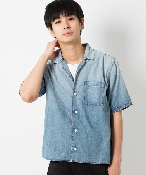 GOSTAR DE FUGA（ゴスタール ジフーガ）の「オープンカラーデニムシャツ（シャツ/ブラウス・メンズ・ライトブルー/ブルー・XL/L/M）」の3枚目の写真