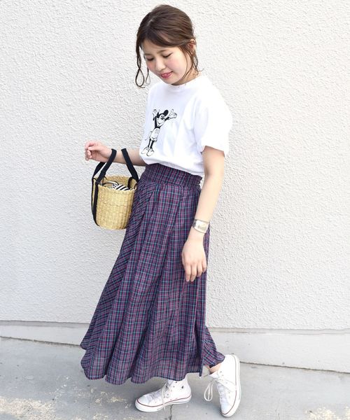 シップスKhaju:チェックフレアスカート