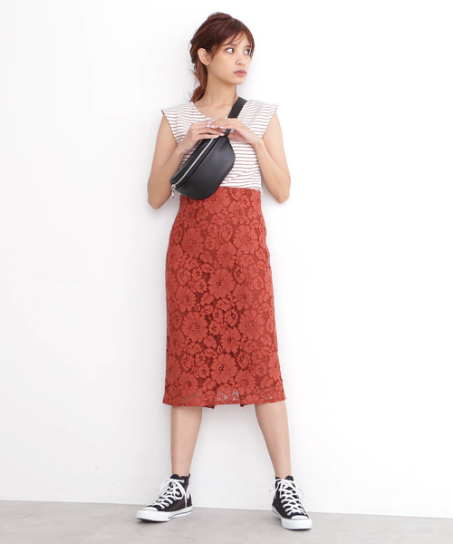 FREE'S MART（フリーズマート）の「【ヒルナンデス! 放送商品】レースペンシルスカート（スカート・レディース・ブラウン/ネイビー/グリーン・MEDIUM/SMALL）」の13枚目の写真