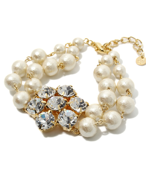 BEAMS BOY(ビームスボーイ)の「BEAMS BOY / ビジュー コットンパールブレス(ブレスレット・レディース・ホワイト・ONE SIZE)」の2枚目の写真