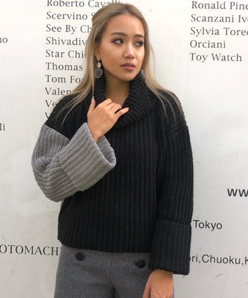 EGOIST（エゴイスト）の「カラーブロックオフタートルknit TOP