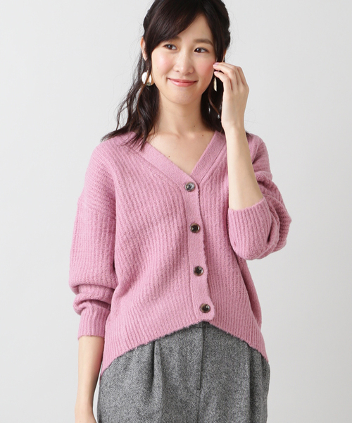 NATURAL BEAUTY BASIC（ナチュラルビューティーベーシック）の「【CanCamコラボ】片畦ショートカーデ（カーディガン/ボレロ・レディース・ベージュ/オフホワイト/ピンク・MEDIUM）」の3枚目の写真