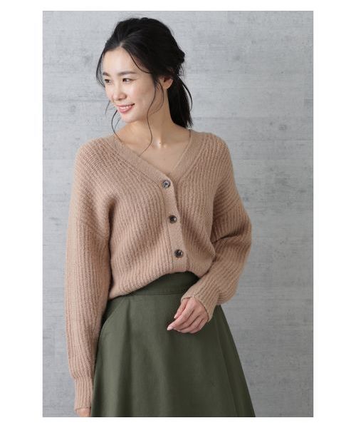 NATURAL BEAUTY BASIC（ナチュラルビューティーベーシック）の「【CanCamコラボ】片畦ショートカーデ（カーディガン/ボレロ・レディース・ベージュ/オフホワイト/ピンク・MEDIUM）」の10枚目の写真