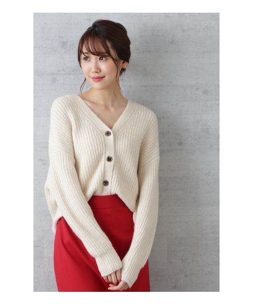 NATURAL BEAUTY BASIC（ナチュラルビューティーベーシック）の「【CanCamコラボ】片畦ショートカーデ（カーディガン/ボレロ・レディース・ベージュ/オフホワイト/ピンク・MEDIUM）」の15枚目の写真