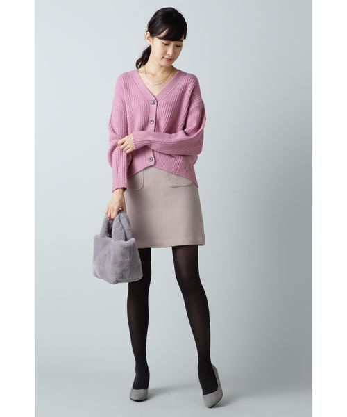 NATURAL BEAUTY BASIC（ナチュラルビューティーベーシック）の「【CanCamコラボ】片畦ショートカーデ（カーディガン/ボレロ・レディース・ベージュ/オフホワイト/ピンク・MEDIUM）」の19枚目の写真