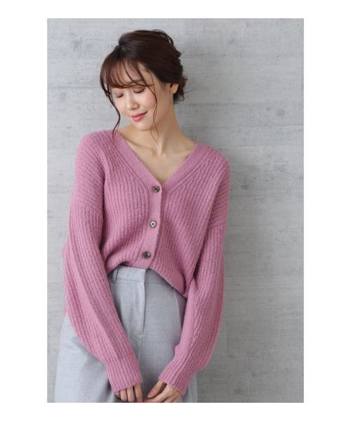 NATURAL BEAUTY BASIC（ナチュラルビューティーベーシック）の「【CanCamコラボ】片畦ショートカーデ（カーディガン/ボレロ・レディース・ベージュ/オフホワイト/ピンク・MEDIUM）」の20枚目の写真