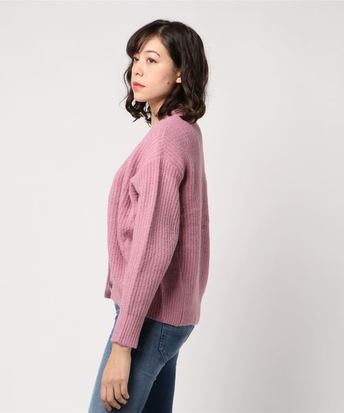 NATURAL BEAUTY BASIC（ナチュラルビューティーベーシック）の「【CanCamコラボ】片畦ショートカーデ（カーディガン/ボレロ・レディース・ベージュ/オフホワイト/ピンク・MEDIUM）」の5枚目の写真