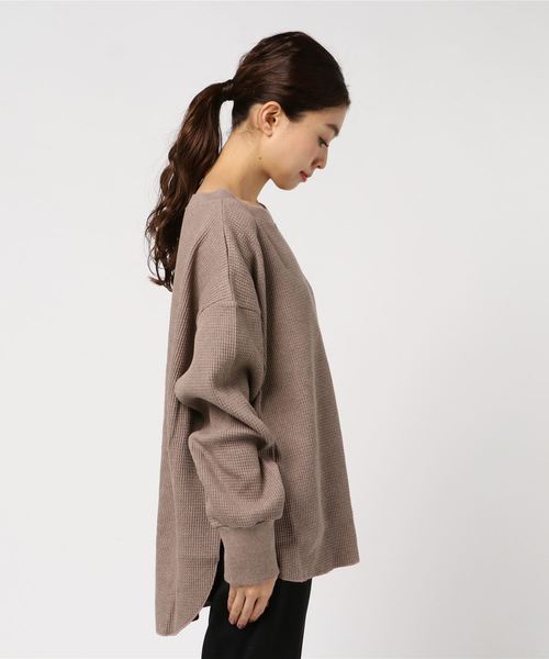 flower（フラワー）の「ルーズサーマルトップ（Tシャツ/カットソー・レディース・ブラウン/アイボリー・FREE）」の3枚目の写真