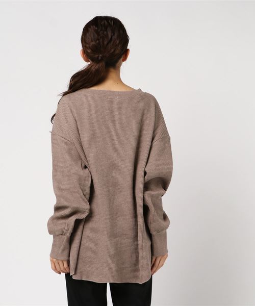 flower（フラワー）の「ルーズサーマルトップ（Tシャツ/カットソー・レディース・ブラウン/アイボリー・FREE）」の4枚目の写真