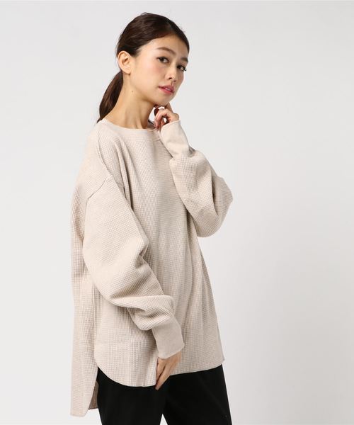 flower（フラワー）の「ルーズサーマルトップ（Tシャツ/カットソー・レディース・ブラウン/アイボリー・FREE）」の6枚目の写真