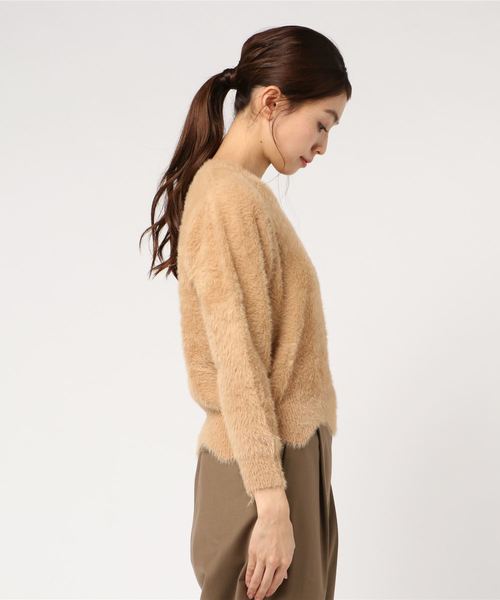 KOBE LETTUCE（コウベレタス）の「裾スカラップデザインUネックコンパクトシャギー調ニット＊レディース/トップス[C3468]神戸レタス（ニット/セーター・レディース・ピンク/グリーン/アイボリー/キャメル・FREE）」の5枚目の写真